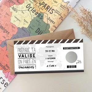 Carte à gratter,Voyage,Ticket embarquement, billet avion,Surprise, cadeau image 3