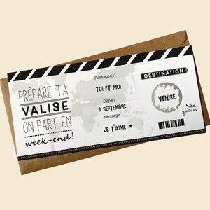 Carte à gratter,Voyage,Ticket embarquement, billet avion,Surprise, cadeau 1 CARTE "WEEK-END"