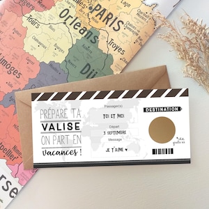 Carte à gratter,Voyage,Ticket embarquement, billet avion,Surprise, cadeau image 6
