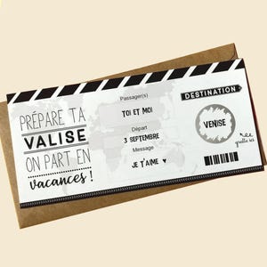 Carte à gratter,Voyage,Ticket embarquement, billet avion,Surprise, cadeau 1 CARTE "VACANCES"