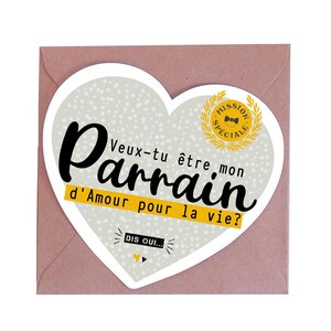 Carte demande Parrain, Veux-tu être mon parrain marraine, Carte coeur originale annonce parrain marraine