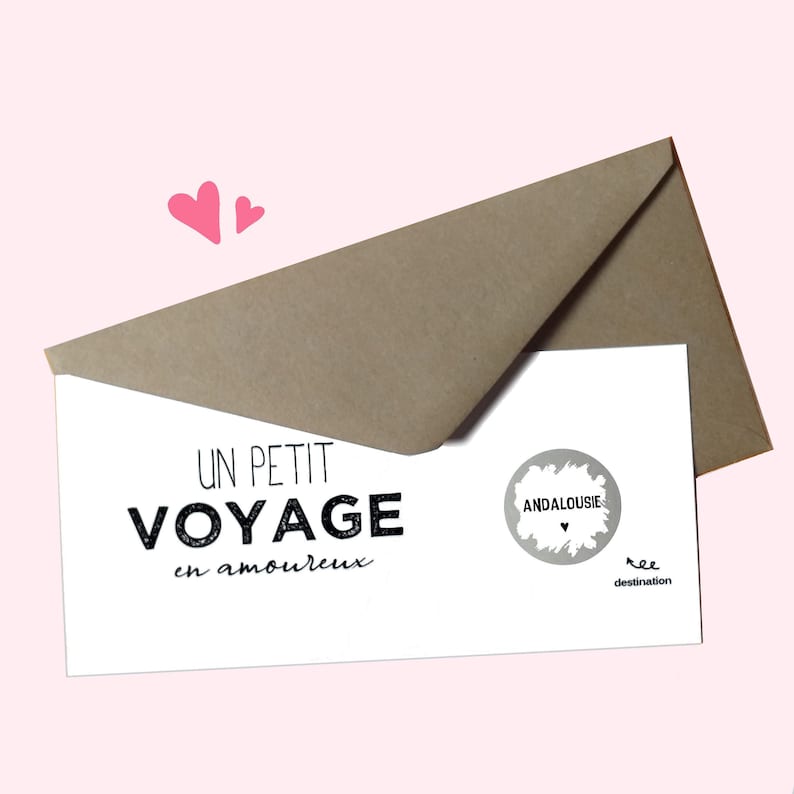 Carte à gratter,Voyage,Week-end,Vacances,Surprise, cadeau Voyage en amoureux
