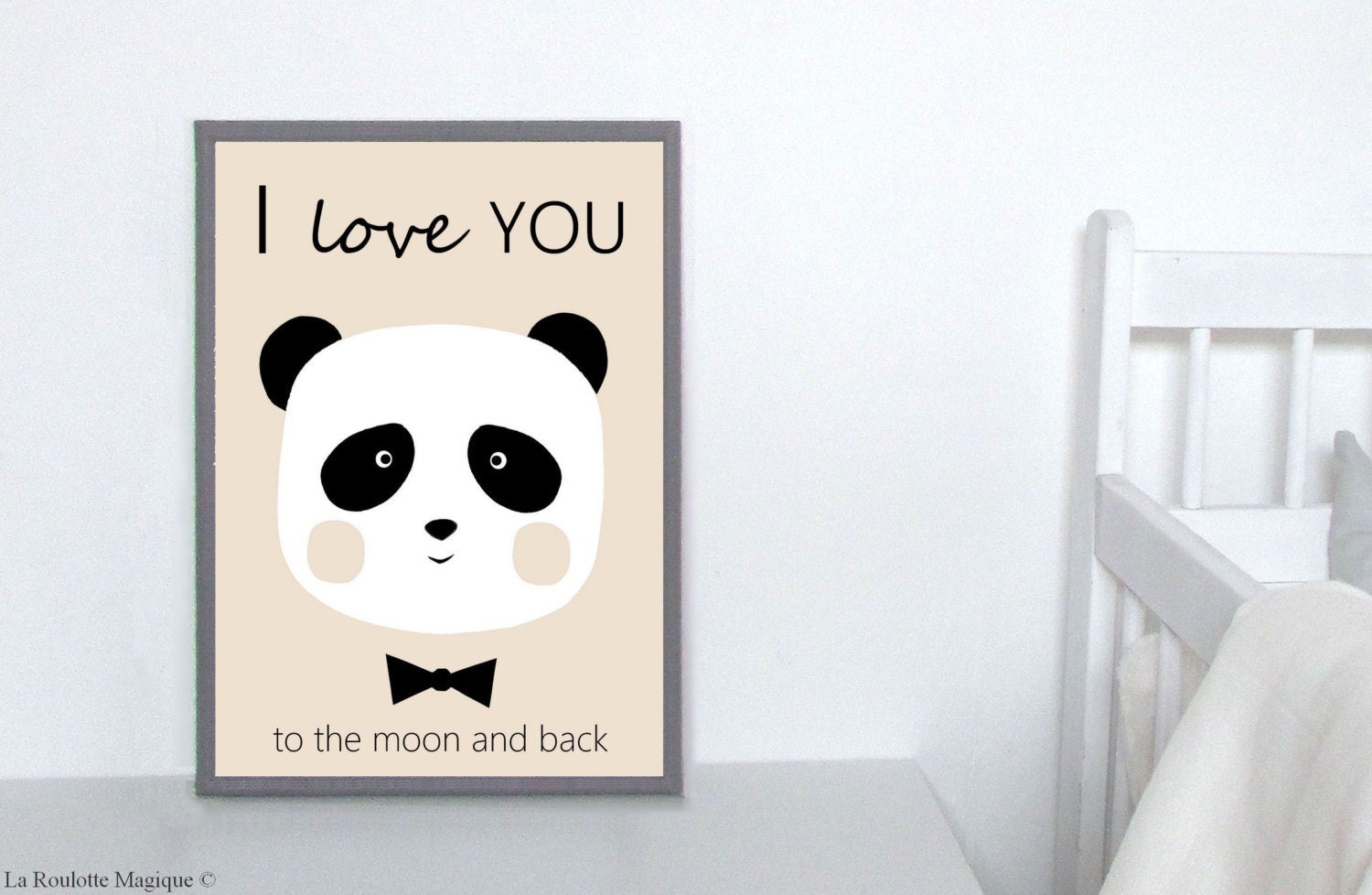 Affiche Enfant Panda I Love You A4/Décoration Chambre Bébé Enfant Illustration Poster Cadeau Naissan