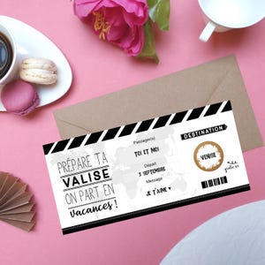 Carte à gratter,Voyage,Ticket embarquement, billet avion,Surprise, cadeau image 2