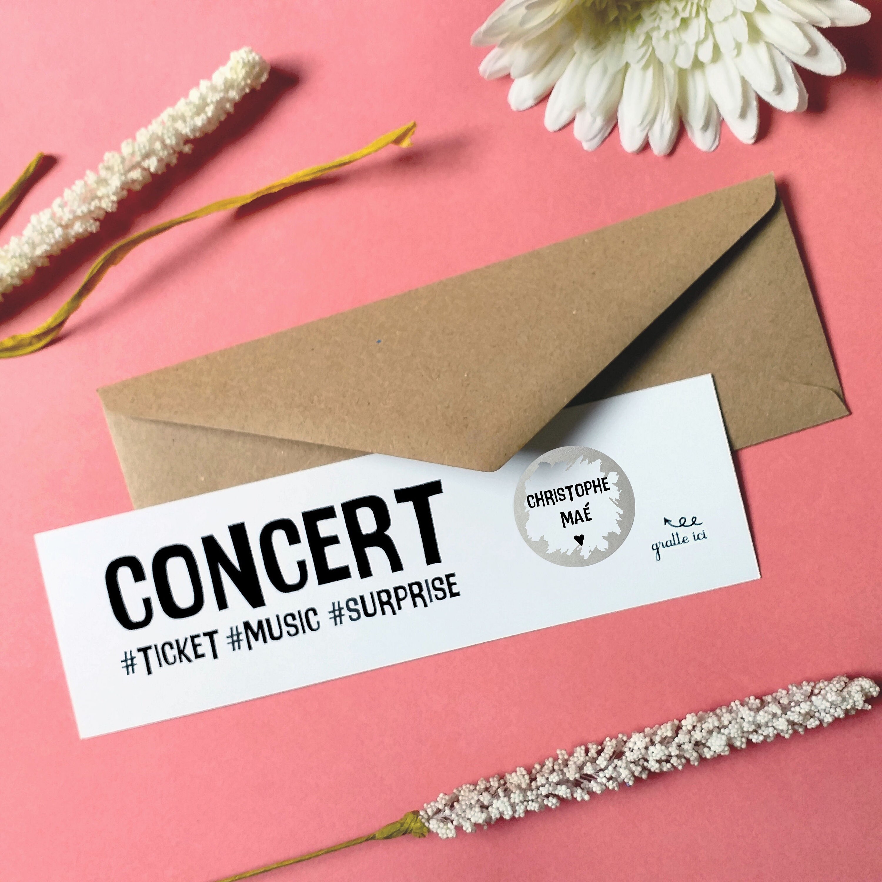 pochette cadeau pour billet de concert - creativ'nath