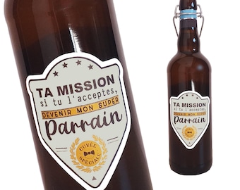 Parrain étiquette bouteille, Demande Parrain,  annonce veux-tu être parrain, marraine