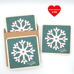 Dessous de verre de Noël, lot de 10 sous-verres en carton joyeuses fêtes