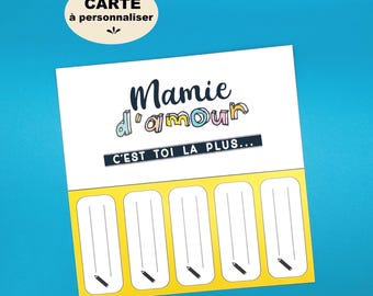 Carte à personnaliser - Cadeau Mamie - Fête des grands-Mères -carte cadeau