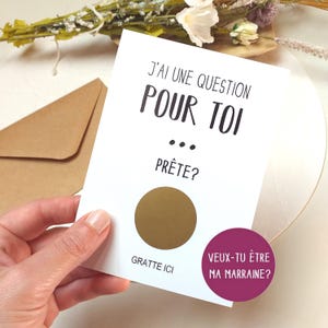 Carte à gratter,demande Marraine, Parrain, annonce, baptême