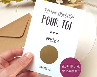 Carte à gratter,demande Marraine, Parrain, annonce, baptême