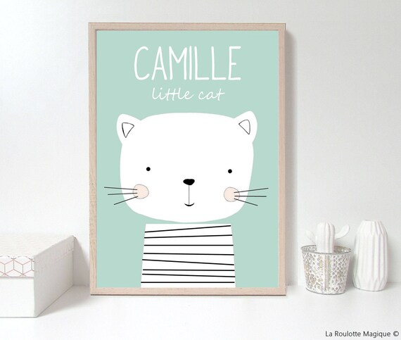 Affiche Enfant Personnalisee Chat decoration Chambre Bebe Etsy Affiche Enfant Personnalisee Chat decoration Chambre Bebe Etsy