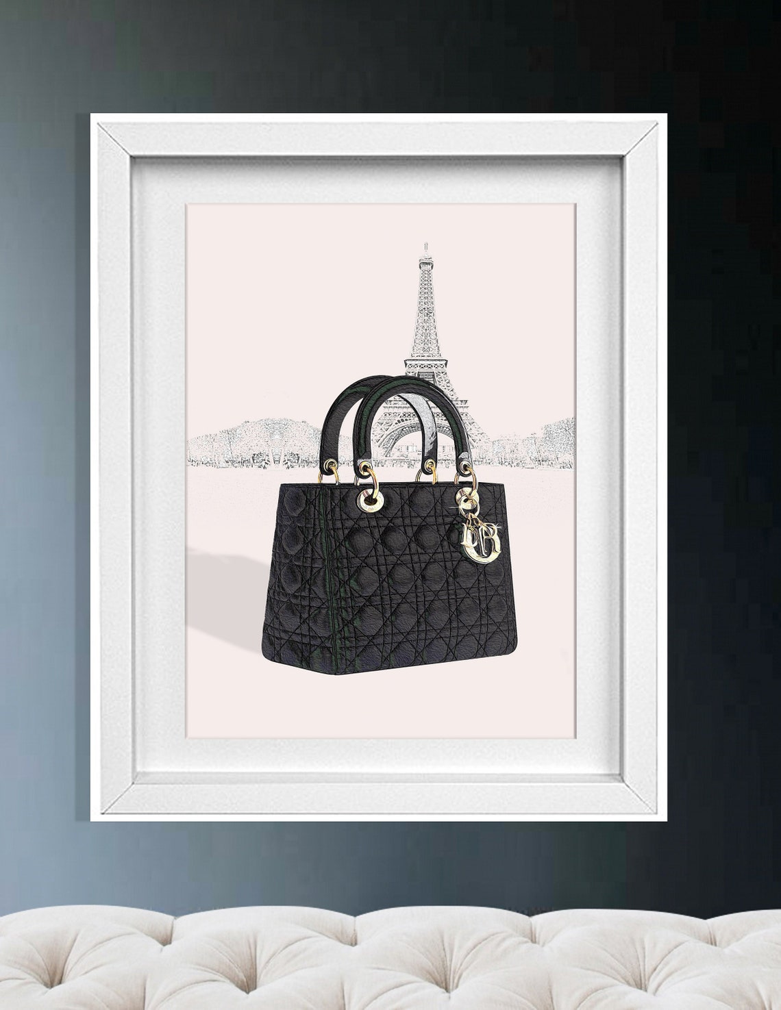 Lady Dior Handbag Inspired Wall Art Printable Decor Black Etsy
