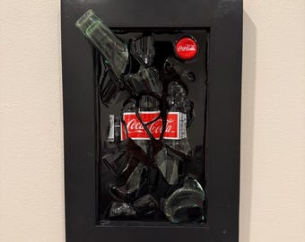 Coke Bottle Glass Wall Art in Resin