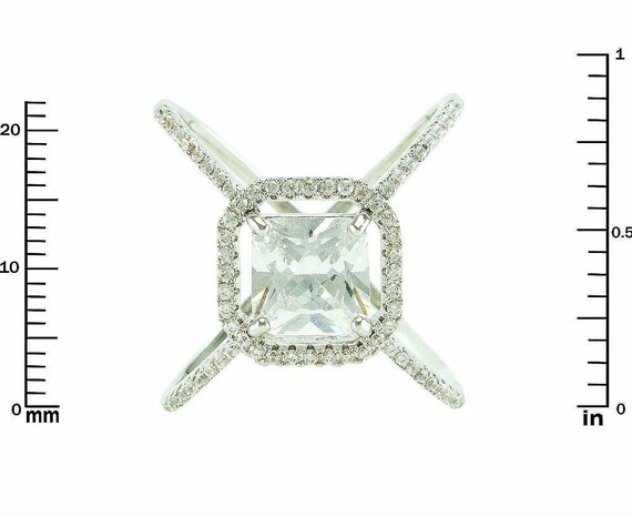 Halo Rings-pave Clear AAA Cubic Zirconia Princess Cut Open Halo X 