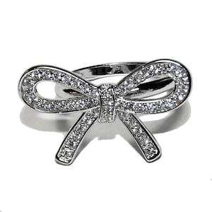 Stylish Pave Cubic Zirconia Bow Ring