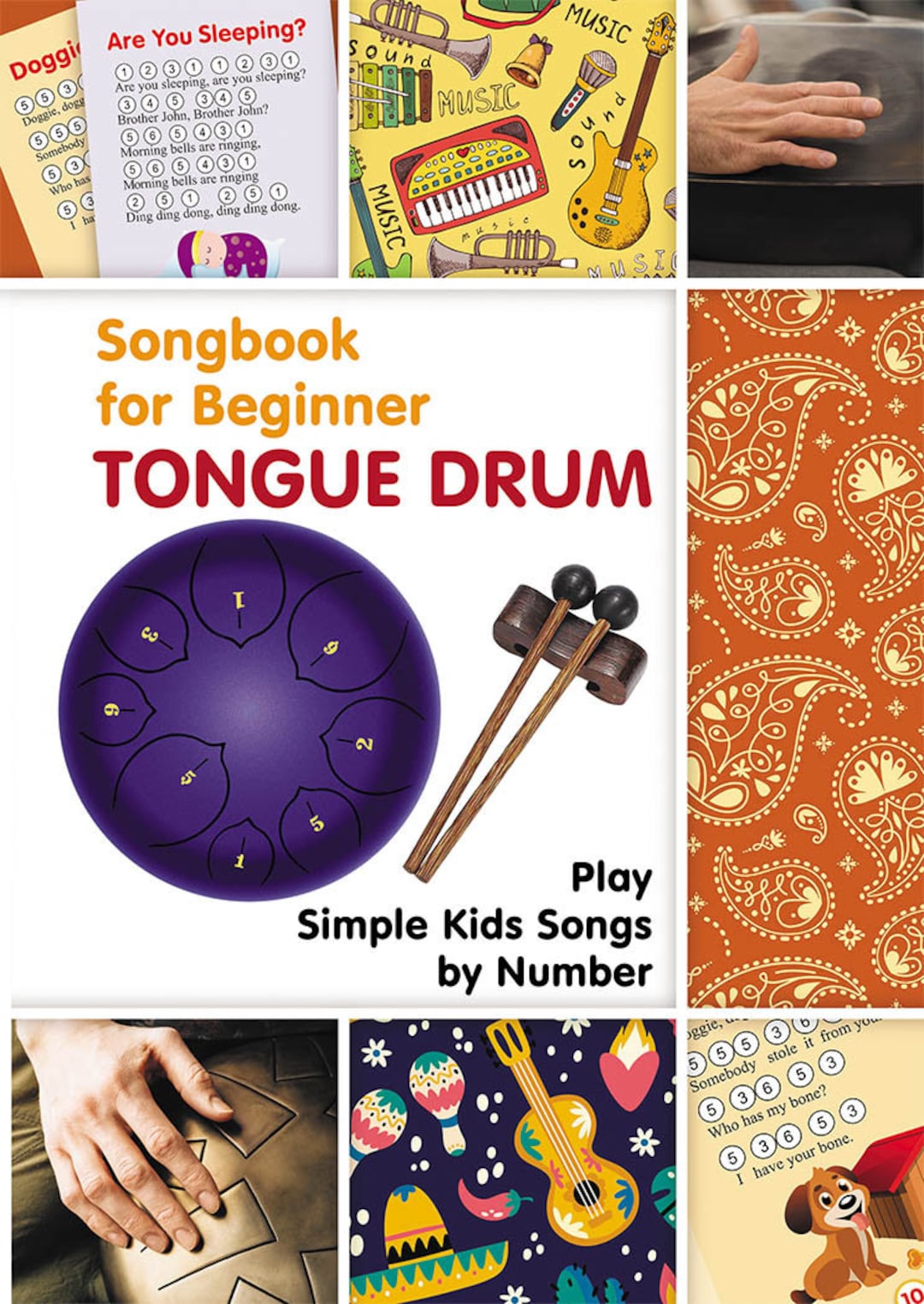 Tongue Drum Songbook for Beginner: Play Simple Kids Songs by Number e-book  numérique -  France