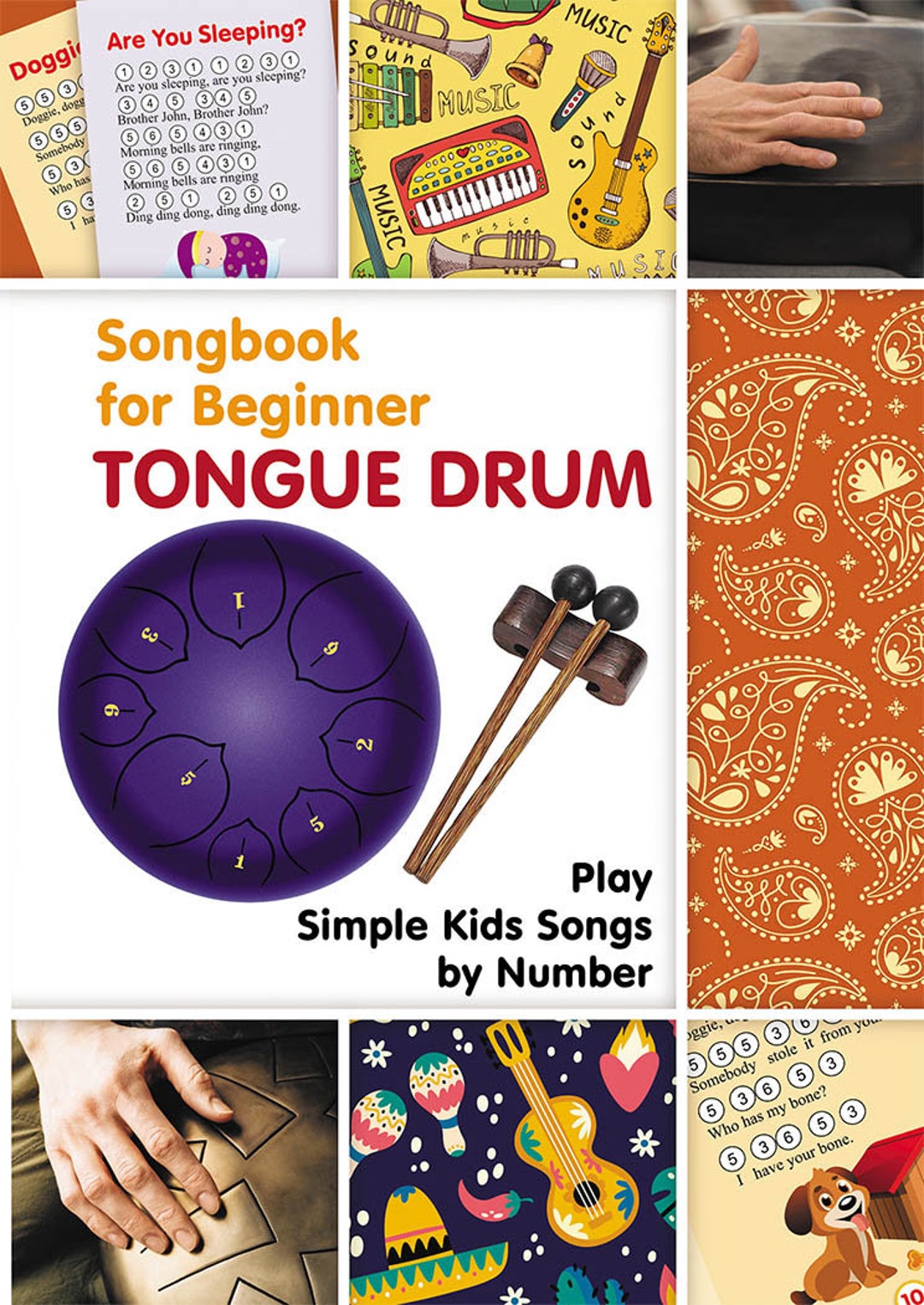 Tongue Drum Songbook for Beginner: Play Simple Kids Songs by Number e-book  numérique -  France