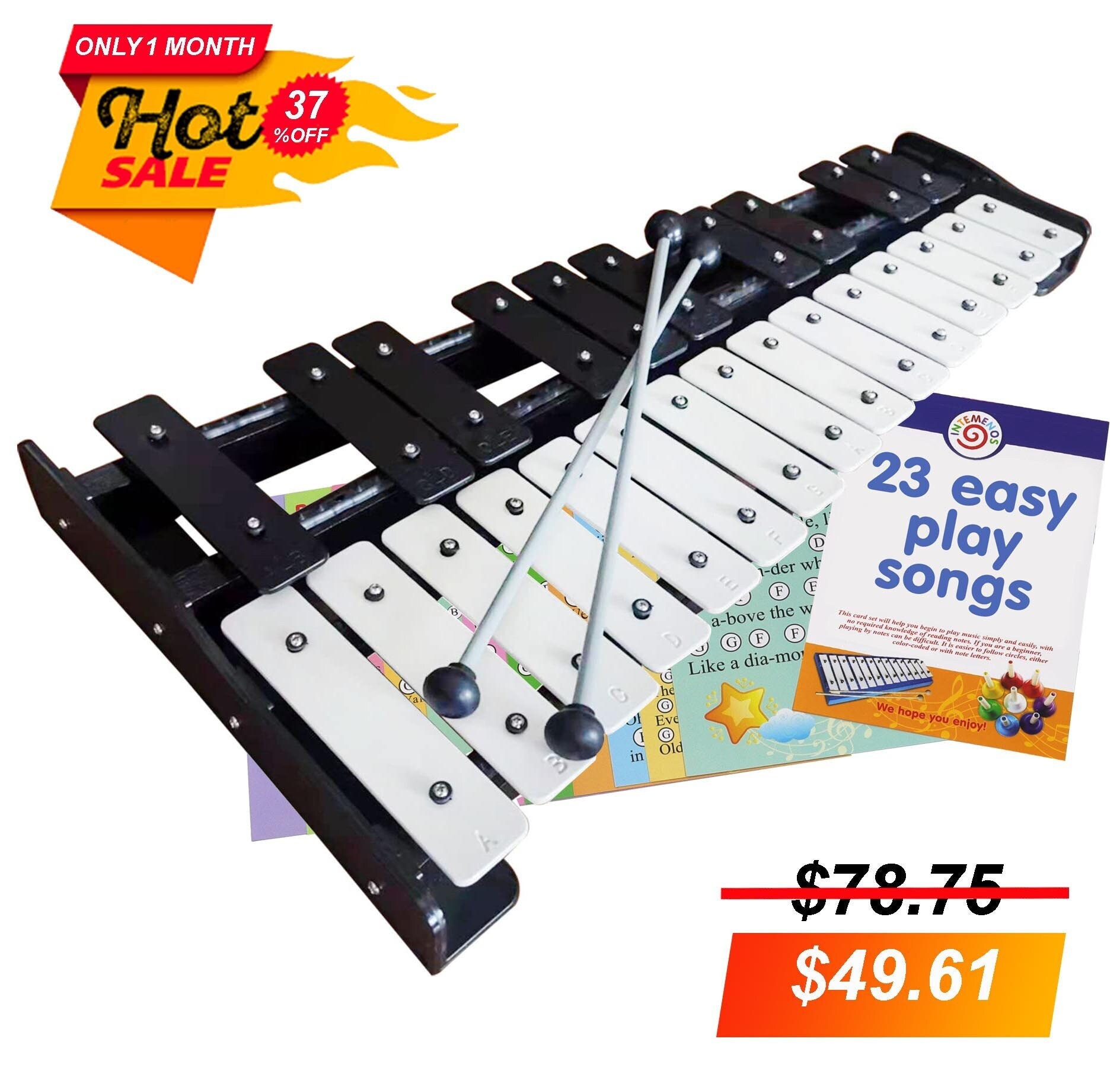 37 Note Metal Xylophone Percussion Metal Frame Glockenspiel Xylophone Music  Instrument Toy for Birthday Gift Kids and Adult Music Lovers 
