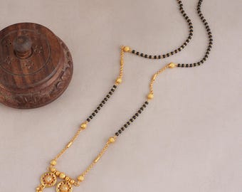 Gold Plated Diamond Mangalsutra Necklace Set, Daily Wear Jewelry