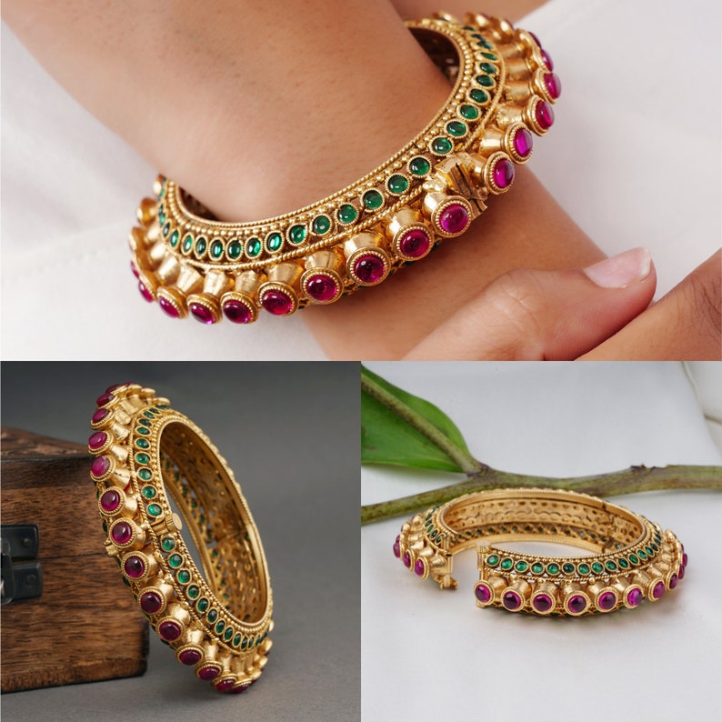 Indian Gold Bangle Indian Wedding Set Traditional Gold Etsy