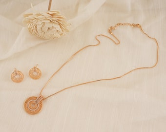 Diamond CZ pendant set ,Gold Pendent ,Indian Jewelry, Gold Necklace & Earrings set, CZ Bridal Jewelry/Wedding jewelry by Smars Jewelry