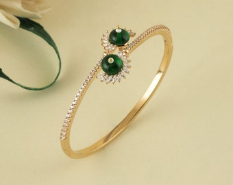 Green stone CZ bracelet, American diamond bracelet, Wedding Jewelry, Dainty Jewelry, Bridesmaid Jewelry by Smars