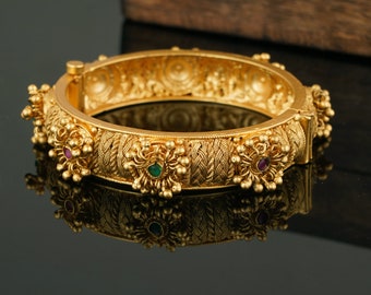 Indian Gold Bangle, Multistone Bangle kada, Stone sieraden, Ghungroo, Te openen bangle, Traditionele Sieraden, Bruiloft sieraden