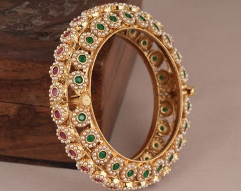 Bracelet indien en or, parure de mariage indienne, bracelet jonc traditionnel en or par Smarsjewelry