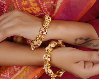 Gold Plated Bangles, Indian Bangle Set, Indian Jewelry, Indian Bridal Bangle by Smarsjewelry