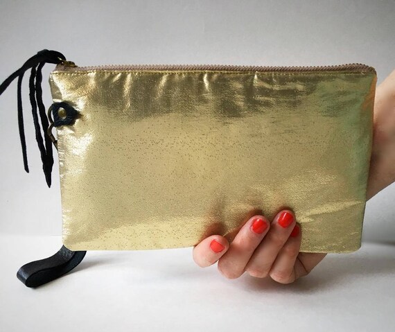 gold wristlet clutch