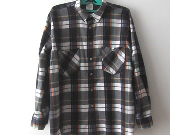 Camisa de franela a cuadros vintage para hombre, Camisa de trabajo de algodón a cuadros para hombre, Camisa de leñador Grunge Oxford, Camisa de manga larga Hipster talla L a cuadros