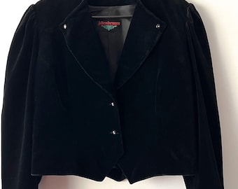 Giacca bavarese in velluto nero vintage, giacca formale Dirndl da donna, giacca in loden tedesco, giacca in velluto austriaco, taglia extra large a XXL
