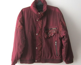 Vintage Luhta Ski Jacket Burgundy Retro Snow Jacket Hipster Ski Jacket Winter Activewear Sport Jacket Large Size Mens Skiing Jacket