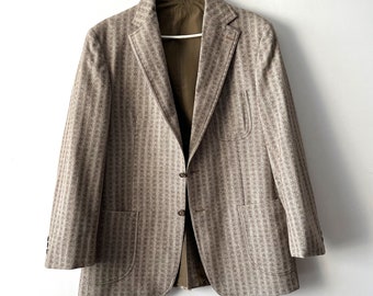 Vintage Tuomi mens retro jacket Patterned Wool blend sport coat 60s 70s mens blazer  Urban Casual Jacket Everyday Sports Coat Size Small