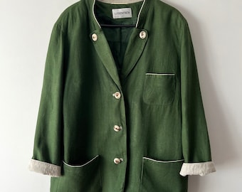 Giacca Dirndl in misto lino vintage da donna Loden tedesco Trachten Blazer bavarese Festival taglia tirolese austriaca Plus Giacca folk extra large