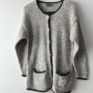 Vintage Small to medium size knitted Austrian style cardigan Dirndl Folk Button Up Traditional Bavarian Sweater German Loden Trachten Jacket