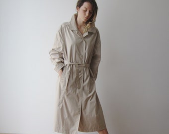 Vintage Women's Trench Coat Spring Autumn Romantic Overcoat Raincoat Size Extra Large Beige Trench Coat Classic Retro Overcoat