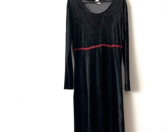 Vintage Gothic dress Black Maxi Velvet Renaissance dress Long Sleeve Club Kid Grunge Vampire Clothing Victorian Edwardian dress Size Medium