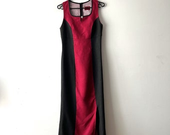 Vintage Maxi Dirndl Dress K&K KAISERJÄGER Trachten dress German Austrian Dress Black/Red Bavarian Folk Dress Small size linen dress