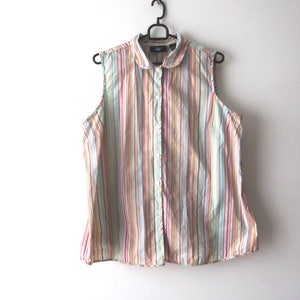 Vintage Sleeveless Blouse Maternity Shirt Large Size Pregnancy Shirt Striped Cotton Summer Maternity Top