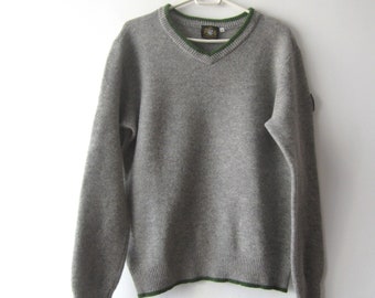 Vintage Mens Austrian Wool Sweater Minimalist Knitted Dirndl Jumper Folk Traditional Bavarian Sweater German Loden Trachten Sweater Size M