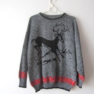 Vintage Women&#39;s Winter Sweater Christmas Jumper Knitted Rudolph Sweater Ugly Party Sweater Everyday Comfortable Jumper Size Medium to Large