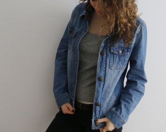 Vintage Washed Out Denim Jacket Button Up 90's Denim Jacket Classic Denim Jacket Grunge Jeans Jacket Medium Size Denim Jacket