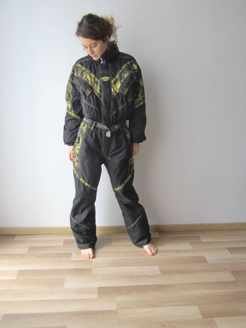 Vintage Mens Ski Suit Black One Piece Winter Skiing Suit Retro Etsy