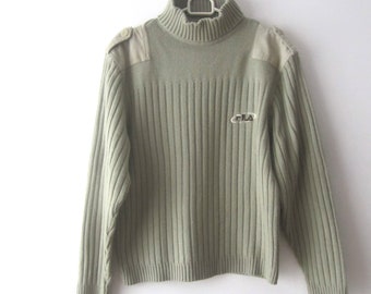 Vintage Military Style Sweater FILA Mens Sweater Small Size Commando Pullover Cotton Blend Sweater Turtleneck Jumper