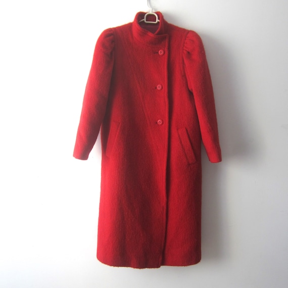 Vintage Red Long Coat Women's Wool Warm Coat Roman