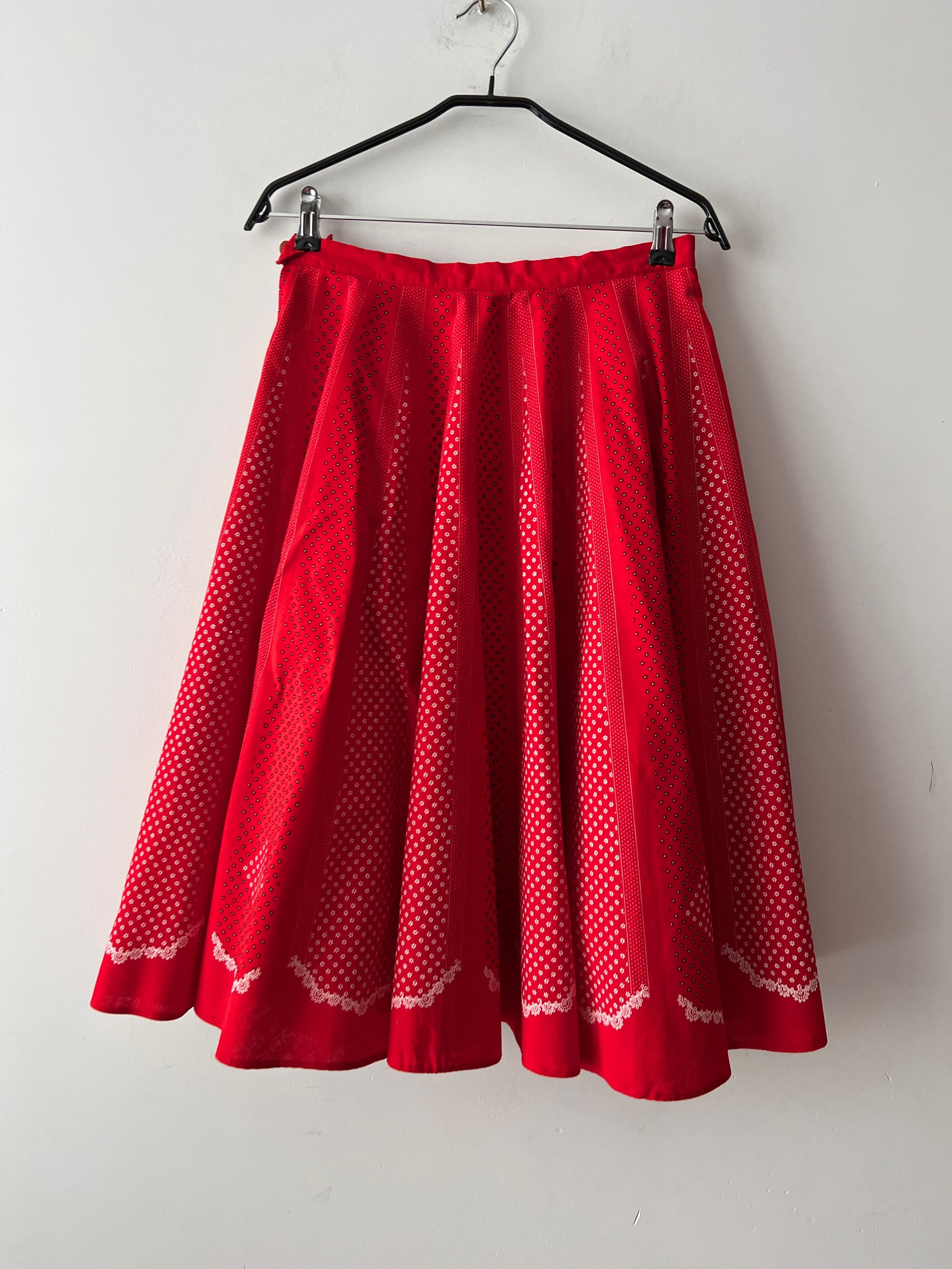 Jupe Vintage Bavaroise Taille XS En Laine 100% - Haute Taille, Plissée - Occasion TB