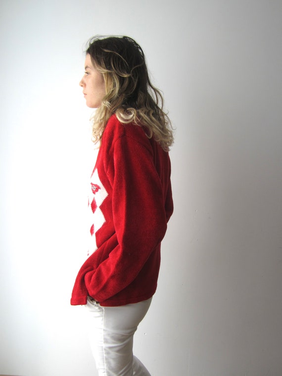 Diamond Pattern Sweater Angora blend Red Sweater … - image 2
