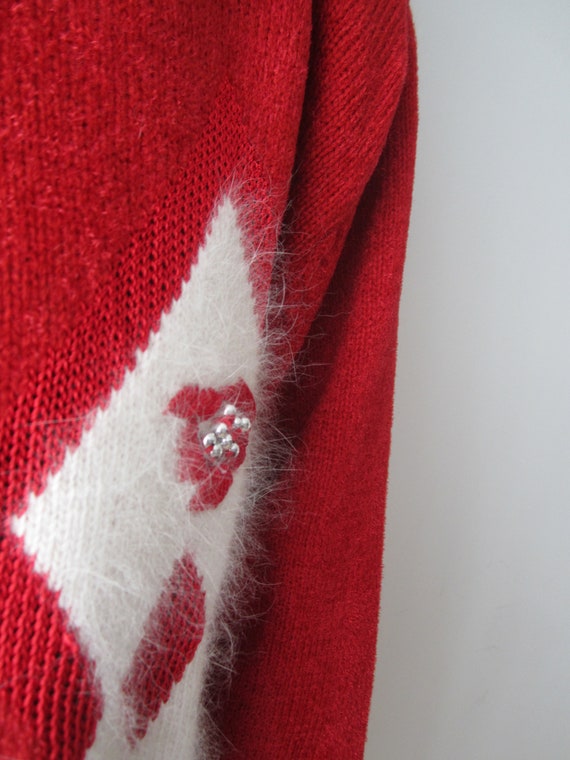 Diamond Pattern Sweater Angora blend Red Sweater … - image 7