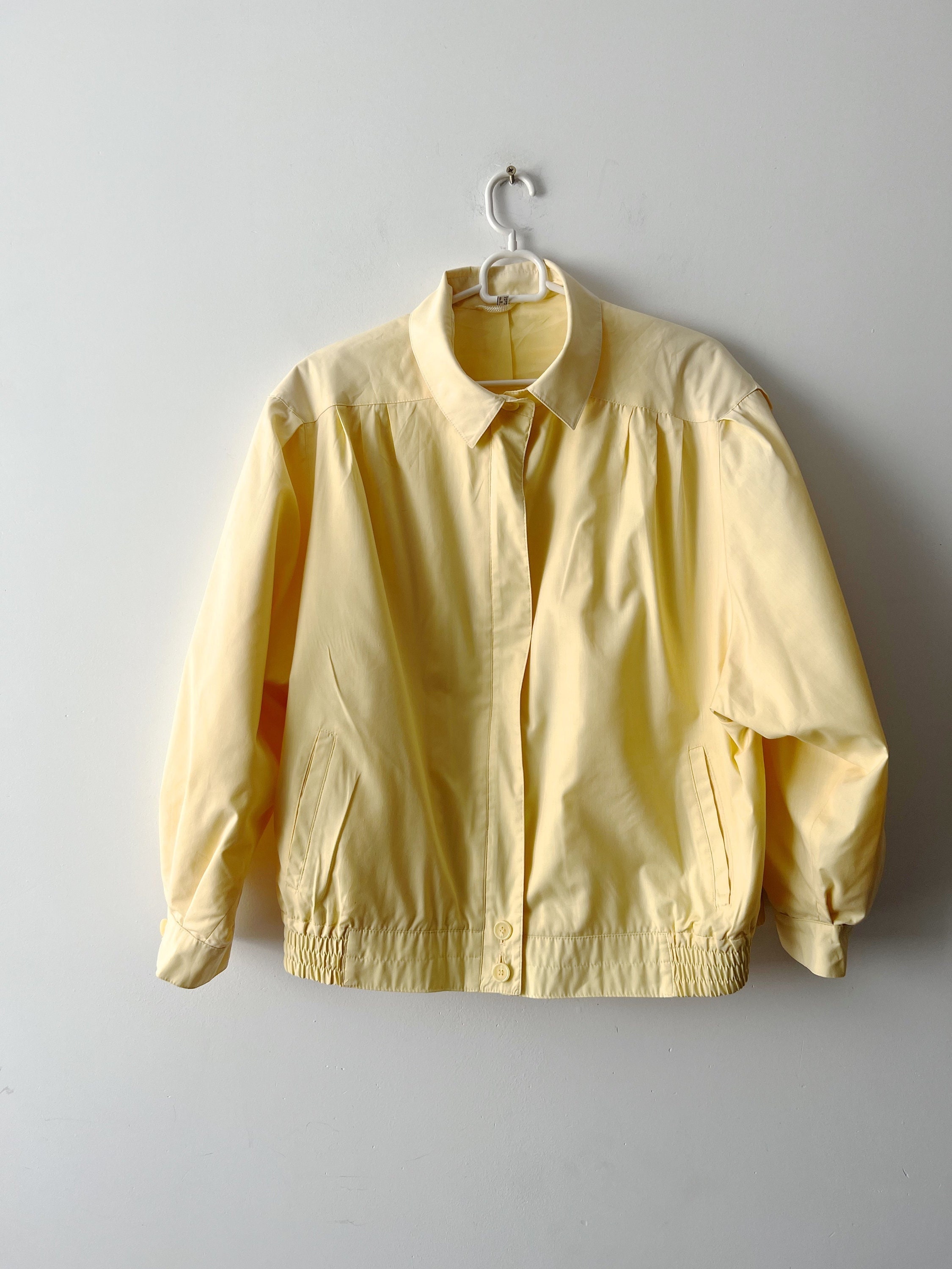 Vintage Retro Bomber chaqueta de verano de las mujeres chaqueta de la abuela de los anos 70 chaqueta delgada amarilla comoda chaqueta de bluson hipster tamano grande a XL Etsy Mexico